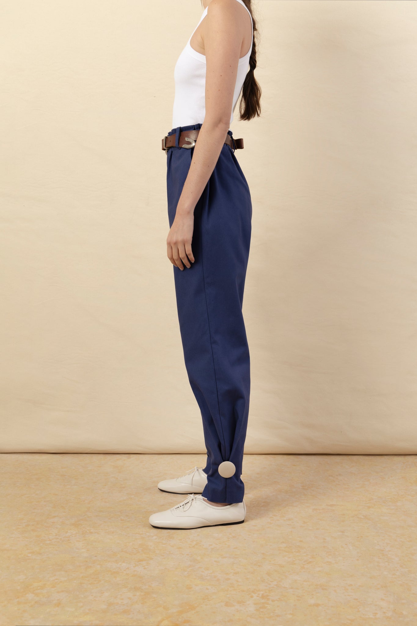 Pantalon Sofia boton canvas azul