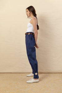 Pantalon Sofia boton canvas azul