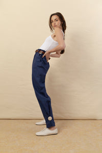 Pantalon Sofia boton canvas azul